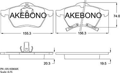 Akebono AN-4006WKE - Brake Pad Set, disc brake autospares.lv
