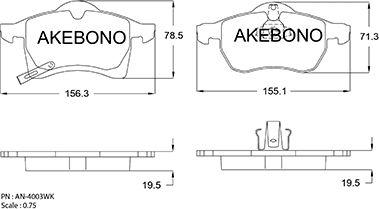 Akebono AN-4003WK - Brake Pad Set, disc brake autospares.lv