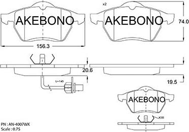 Akebono AN-4007WKE - Brake Pad Set, disc brake autospares.lv