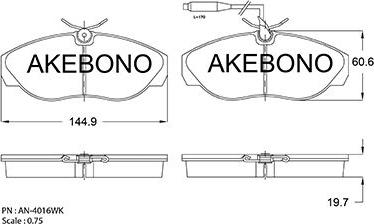 Akebono AN-4016WKE - Brake Pad Set, disc brake autospares.lv