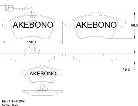 Akebono AN-4011WKE - Brake Pad Set, disc brake autospares.lv