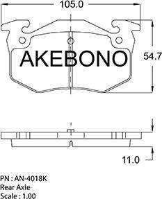 Akebono AN-4018K - Brake Pad Set, disc brake autospares.lv