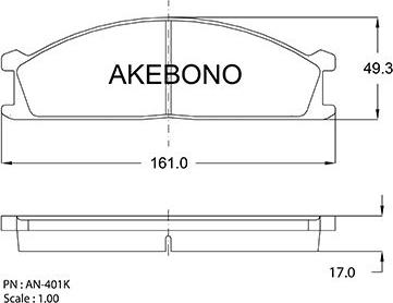 Akebono AN-401KE - Brake Pad Set, disc brake autospares.lv