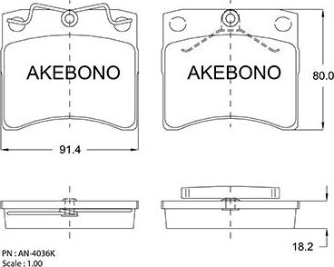 Akebono AN-4036KE - Brake Pad Set, disc brake autospares.lv