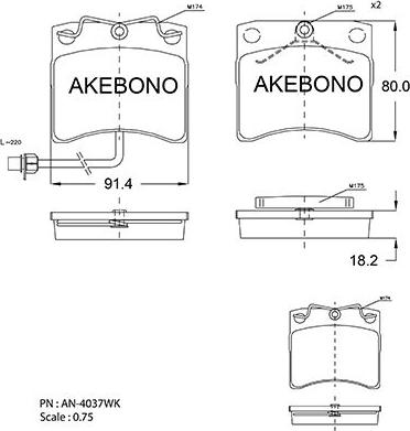 Akebono AN-4037WKE - Brake Pad Set, disc brake autospares.lv