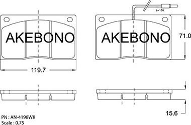 Akebono AN-4198WKE - Brake Pad Set, disc brake autospares.lv