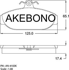 Akebono AN-4103KE - Brake Pad Set, disc brake autospares.lv