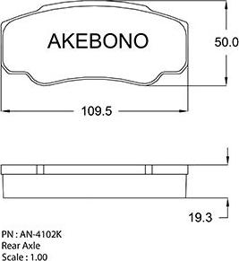 Akebono AN-4102K - Brake Pad Set, disc brake autospares.lv