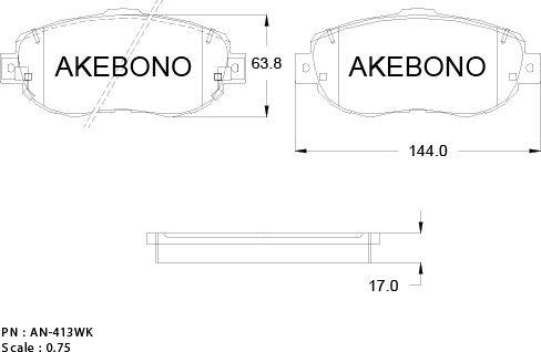 Akebono AN-413WKE - Brake Pad Set, disc brake autospares.lv