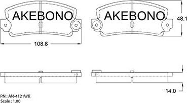 Akebono AN-4121WKE - Brake Pad Set, disc brake autospares.lv