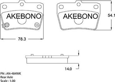 Akebono AN-484WK - Brake Pad Set, disc brake autospares.lv