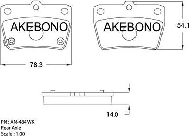 Akebono AN-484WKE - Brake Pad Set, disc brake autospares.lv