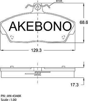 Akebono AN-4346KE - Brake Pad Set, disc brake autospares.lv