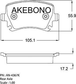 Akebono AN-4367KE - Brake Pad Set, disc brake autospares.lv