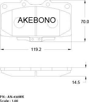 Akebono AN-430WK - Brake Pad Set, disc brake autospares.lv