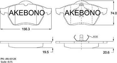 Akebono AN-4312K - Brake Pad Set, disc brake autospares.lv