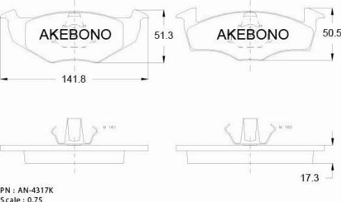 Akebono AN-4317KE - Brake Pad Set, disc brake autospares.lv