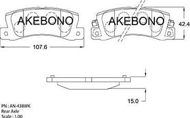 Akebono AN-438WKE - Brake Pad Set, disc brake autospares.lv