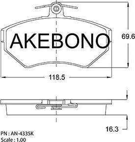 Akebono AN-4335K - Brake Pad Set, disc brake autospares.lv