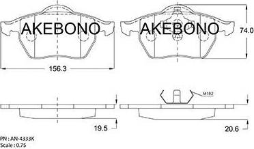 Akebono AN-4333K - Brake Pad Set, disc brake autospares.lv