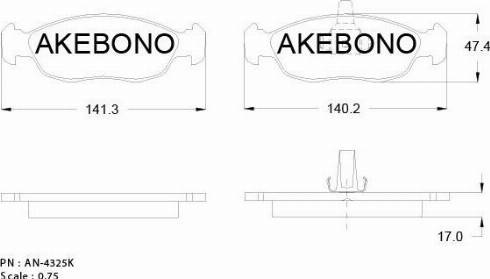 Akebono AN-4325KE - Brake Pad Set, disc brake autospares.lv