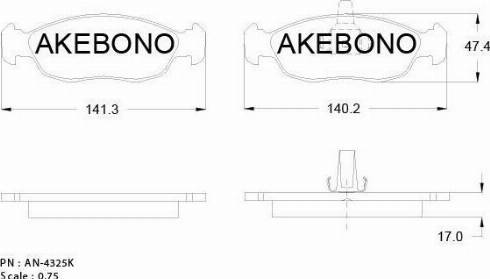 Akebono AN-4325K - Brake Pad Set, disc brake autospares.lv