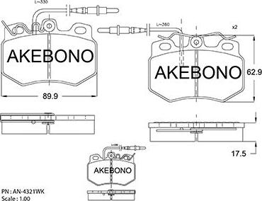 Akebono AN-4321WKE - Brake Pad Set, disc brake autospares.lv