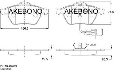 Akebono AN-4370WKE - Brake Pad Set, disc brake autospares.lv