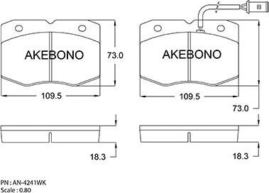 Akebono AN-4296WK - Brake Pad Set, disc brake autospares.lv