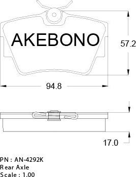 Akebono AN-4292KE - Brake Pad Set, disc brake autospares.lv