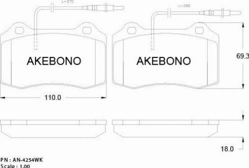 Akebono AN-4254WKE - Brake Pad Set, disc brake autospares.lv