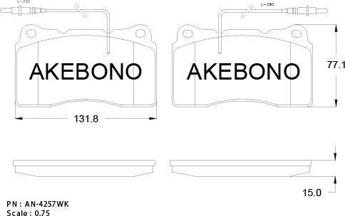 Akebono AN-4257WK - Brake Pad Set, disc brake autospares.lv