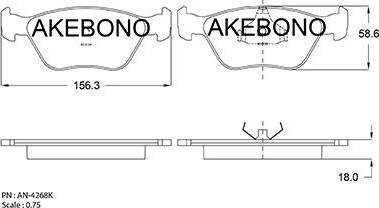 Akebono AN-4268K - Brake Pad Set, disc brake autospares.lv