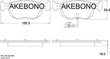 Akebono AN-4267WK - Brake Pad Set, disc brake autospares.lv