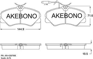 Akebono AN-4207WKE - Brake Pad Set, disc brake autospares.lv
