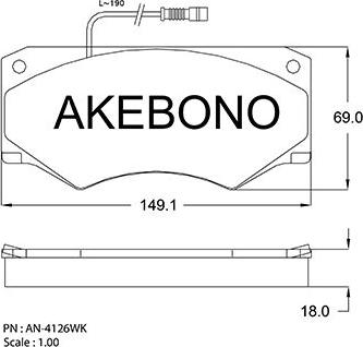 Akebono AN-4216WK - Brake Pad Set, disc brake autospares.lv