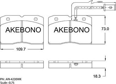 Akebono AN-4230WK - Brake Pad Set, disc brake autospares.lv