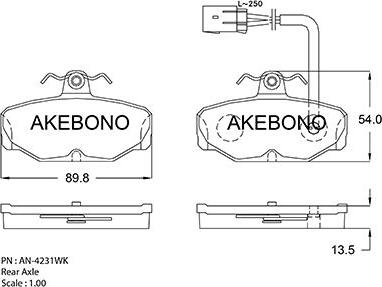 Akebono AN-4231WK - Brake Pad Set, disc brake autospares.lv