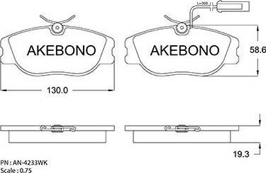 Akebono AN-4233WK - Brake Pad Set, disc brake autospares.lv