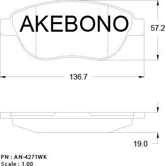 Akebono AN-4271K - Brake Pad Set, disc brake autospares.lv