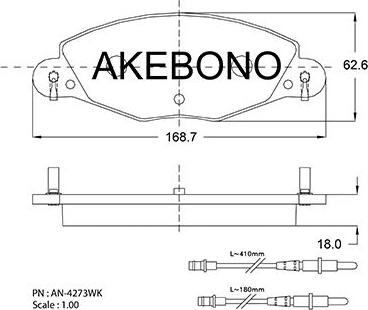 Akebono AN-4273WKE - Brake Pad Set, disc brake autospares.lv