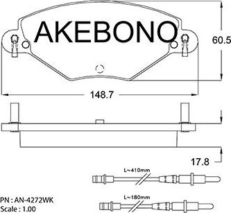 Akebono AN-4272WKE - Brake Pad Set, disc brake autospares.lv