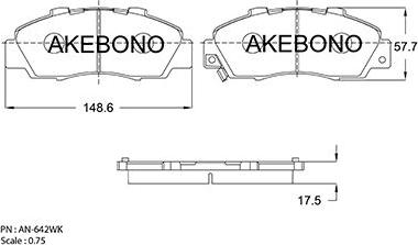 Akebono AN-642WK - Brake Pad Set, disc brake autospares.lv