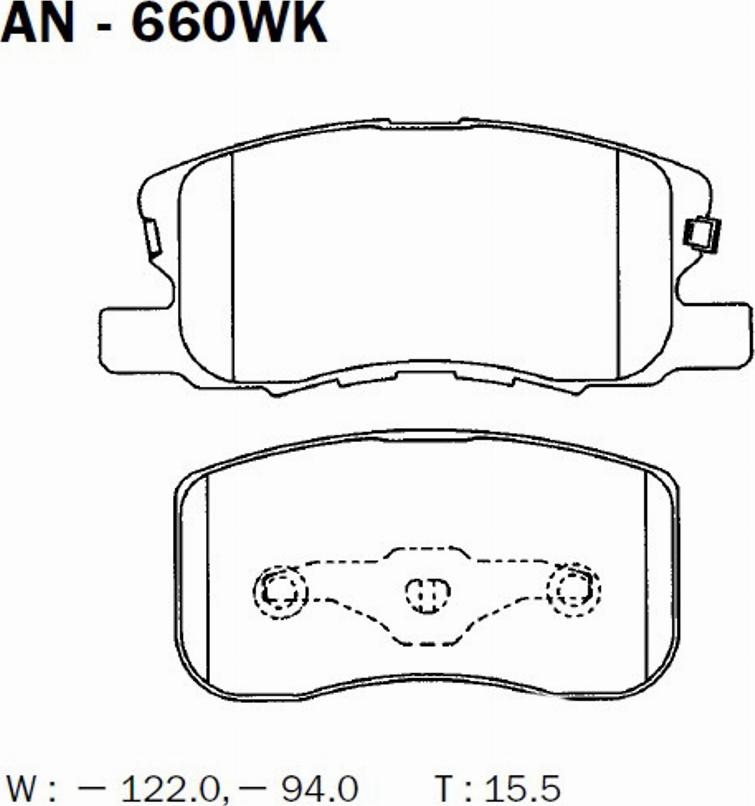 Akebono AN660WK - Brake Pad Set, disc brake autospares.lv