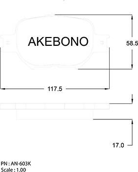 Akebono AN-603K - Brake Pad Set, disc brake autospares.lv