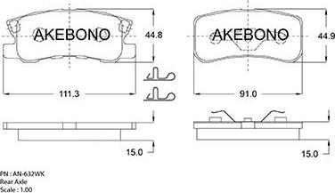 Akebono AN-632WKE - Brake Pad Set, disc brake autospares.lv
