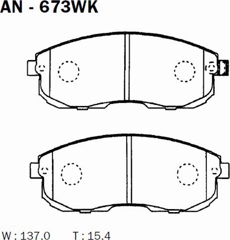 Akebono AN-673WK - Brake Pad Set, disc brake autospares.lv