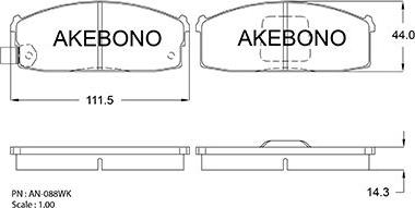 Akebono AN-088WKE - Brake Pad Set, disc brake autospares.lv