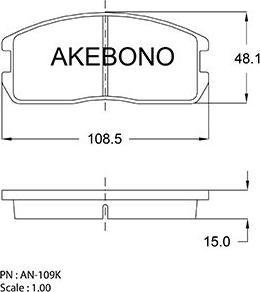 Akebono AN-109KE - Brake Pad Set, disc brake autospares.lv
