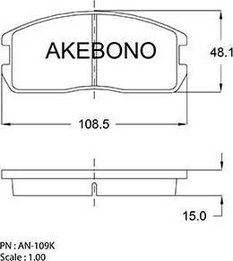 Akebono AN-109K - Brake Pad Set, disc brake autospares.lv